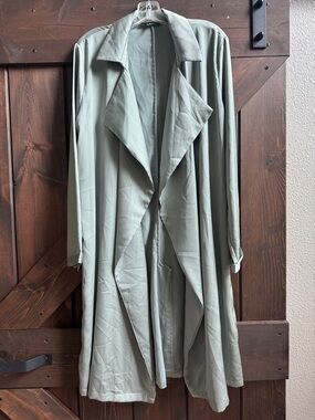 Lulu's Sage Green Draped Trench Coat